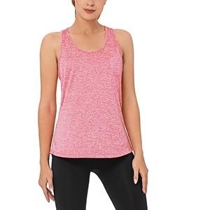 Coral Pink Workout Tank with Mesh Top Detail